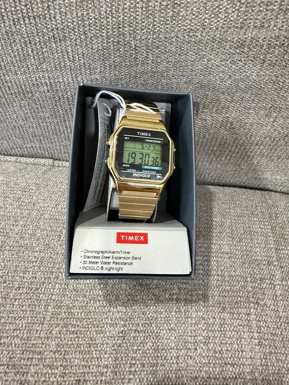 Timex Classics Digital Indiglo Gold-Tone Stainless Steel Expansion Band Watch